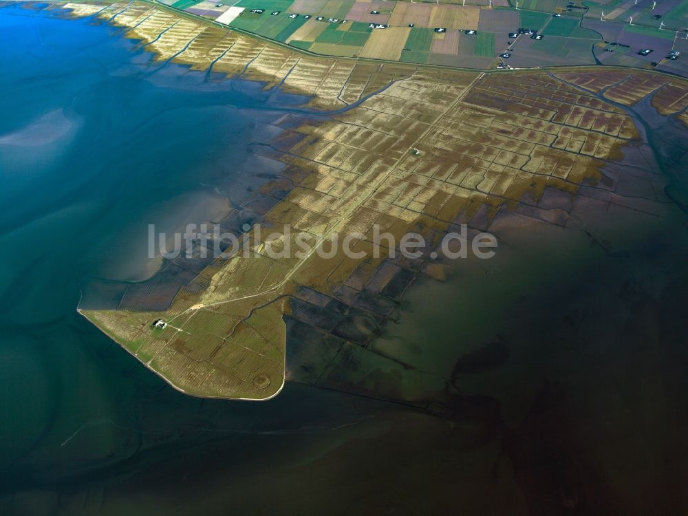 Luftaufnahme Reußenköge - Hamburger Hallig in Reußenköge im Bundesland Schleswig-Holstein, Deutschland
