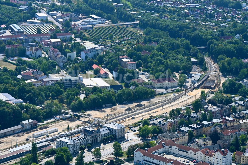Altenburg aus der Vogelperspektive: Hauptbahnhof der Deutschen Bahn in Altenburg im Bundesland Thüringen, Deutschland