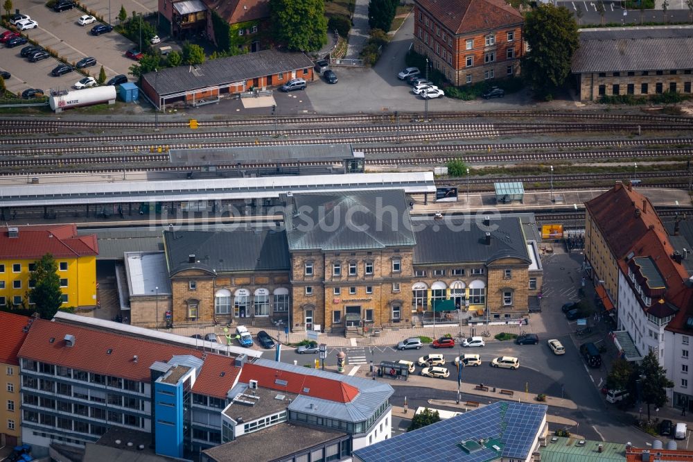 Bayreuth von oben - Hauptbahnhof der Deutschen Bahn in Bayreuth im Bundesland Bayern, Deutschland
