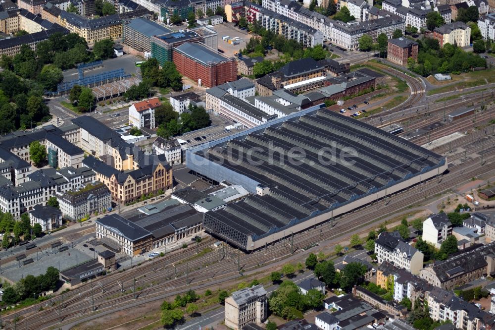 Luftaufnahme Chemnitz - Hauptbahnhof der Deutschen Bahn in Chemnitz im Bundesland Sachsen, Deutschland