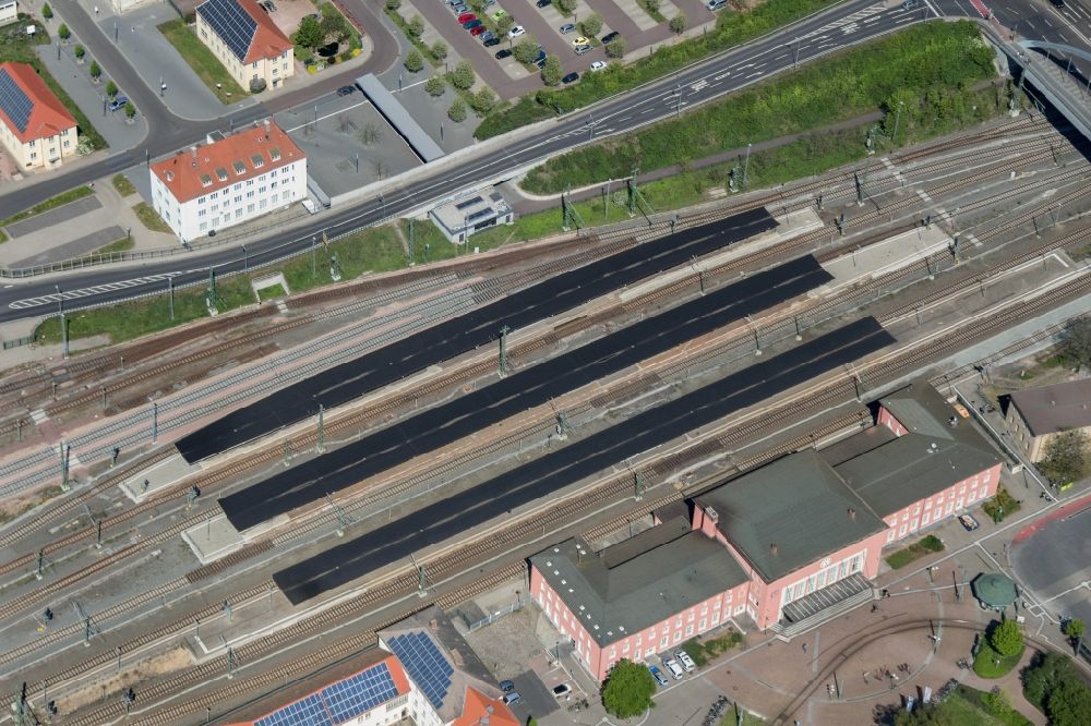 Luftbild Dessau-Roßlau - Hauptbahnhof der Deutschen Bahn in Dessau-Roßlau im Bundesland Sachsen-Anhalt