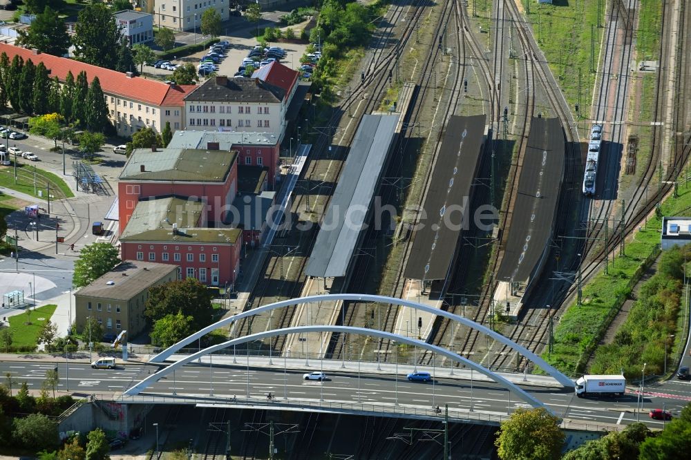 Luftbild Dessau - Hauptbahnhof der Deutschen Bahn in Dessau-Roßlau im Bundesland Sachsen-Anhalt