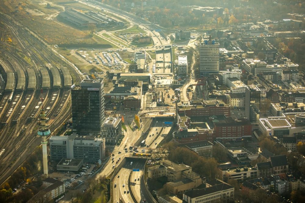 Luftaufnahme Duisburg - Hauptbahnhof der Deutschen Bahn in Duisburg im Bundesland Nordrhein-Westfalen