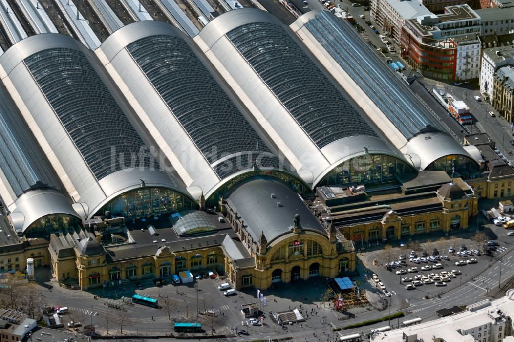 Frankfurt am Main von oben - Hauptbahnhof der Deutschen Bahn in Frankfurt am Main im Bundesland Hessen, Deutschland