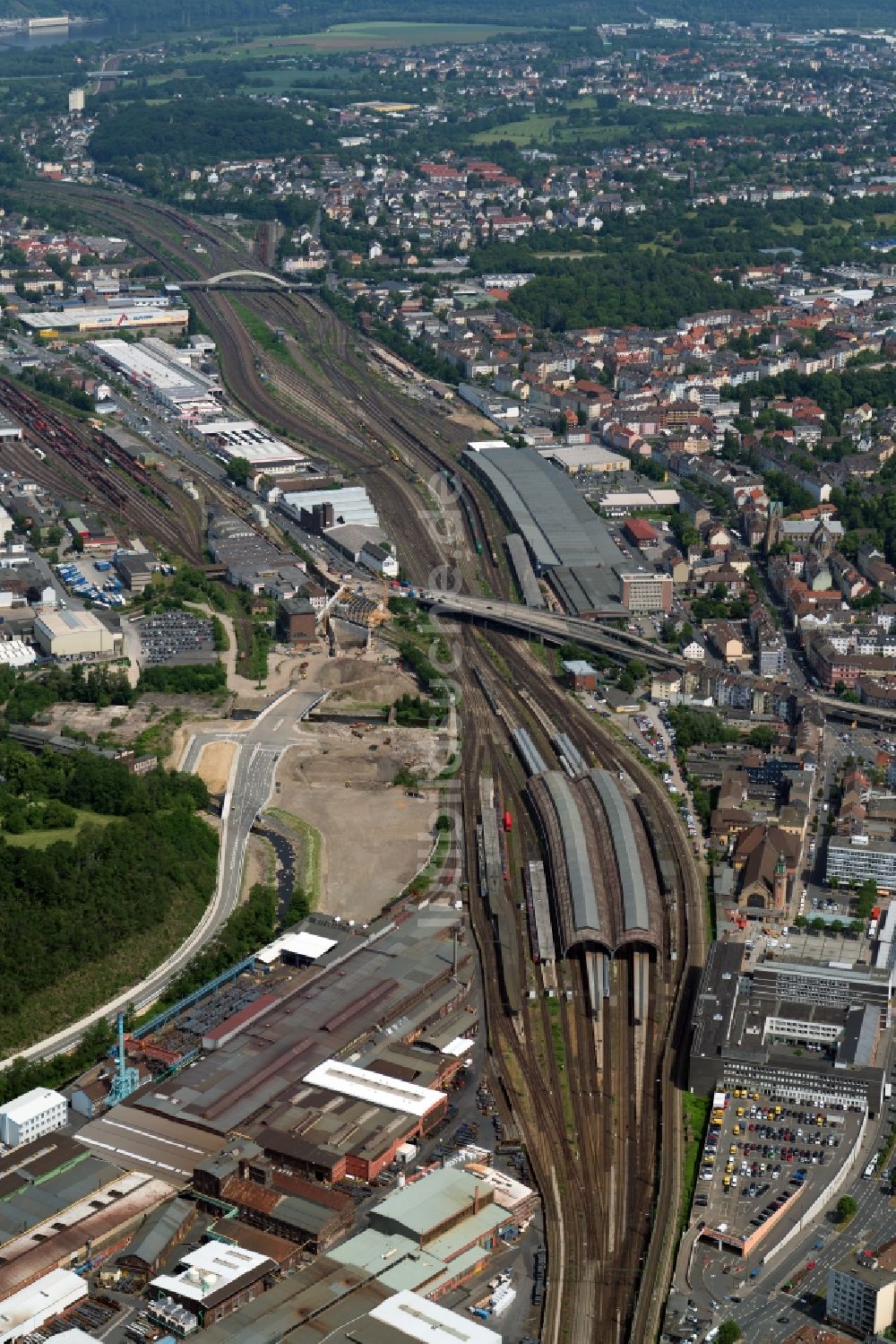 Luftbild Hagen - Hauptbahnhof der Deutschen Bahn in Hagen im Bundesland Nordrhein-Westfalen, Deutschland