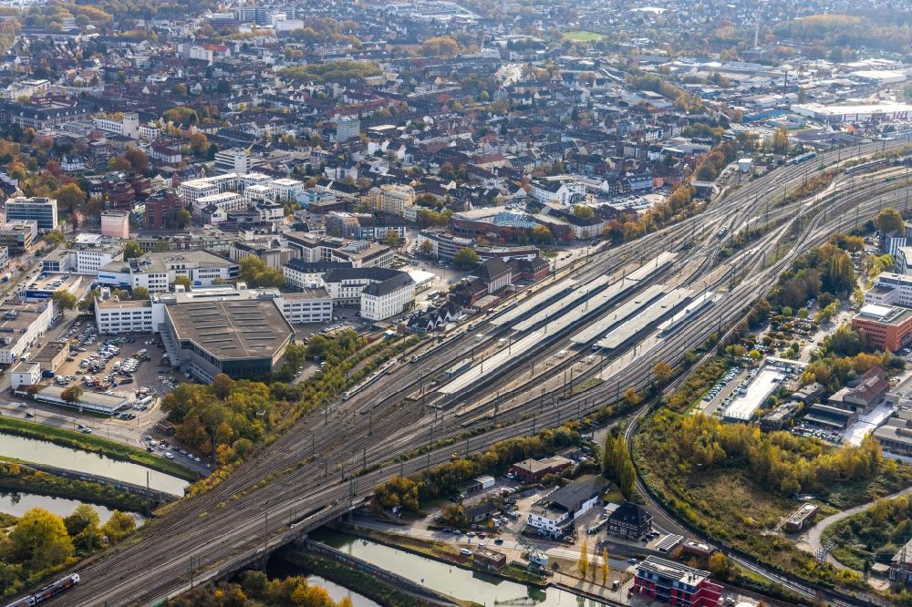 Luftbild Hamm - Hauptbahnhof der Deutschen Bahn in Hamm im Bundesland Nordrhein-Westfalen, Deutschland