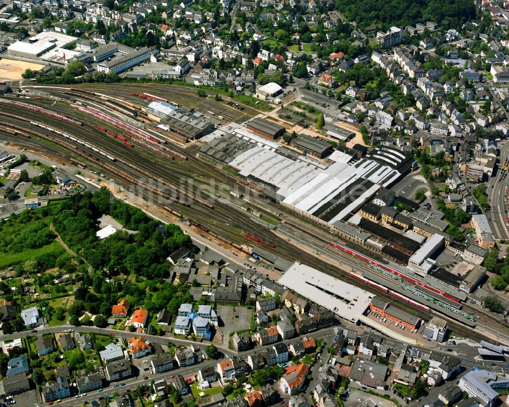 Luftbild Limburg an der Lahn - Hauptbahnhof der Deutschen Bahn in Limburg an der Lahn im Bundesland Hessen, Deutschland
