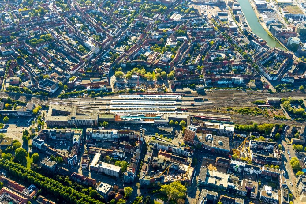 Luftbild Münster - Hauptbahnhof der Deutschen Bahn in Münster im Bundesland Nordrhein-Westfalen, Deutschland