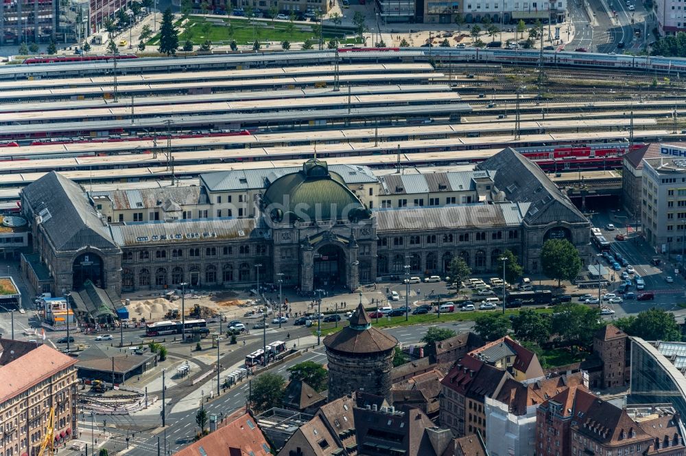 Luftbild Nürnberg - Hauptbahnhof der Deutschen Bahn im Ortsteil Mitte in Nürnberg im Bundesland Bayern, Deutschland