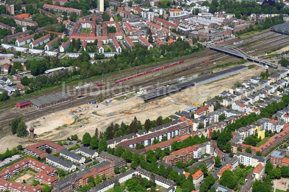 Luftbild Lübeck - Hauptbahnhof der Deutschen Bahn im Ortsteil Sankt Lorenz Süd in Lübeck im Bundesland Schleswig-Holstein