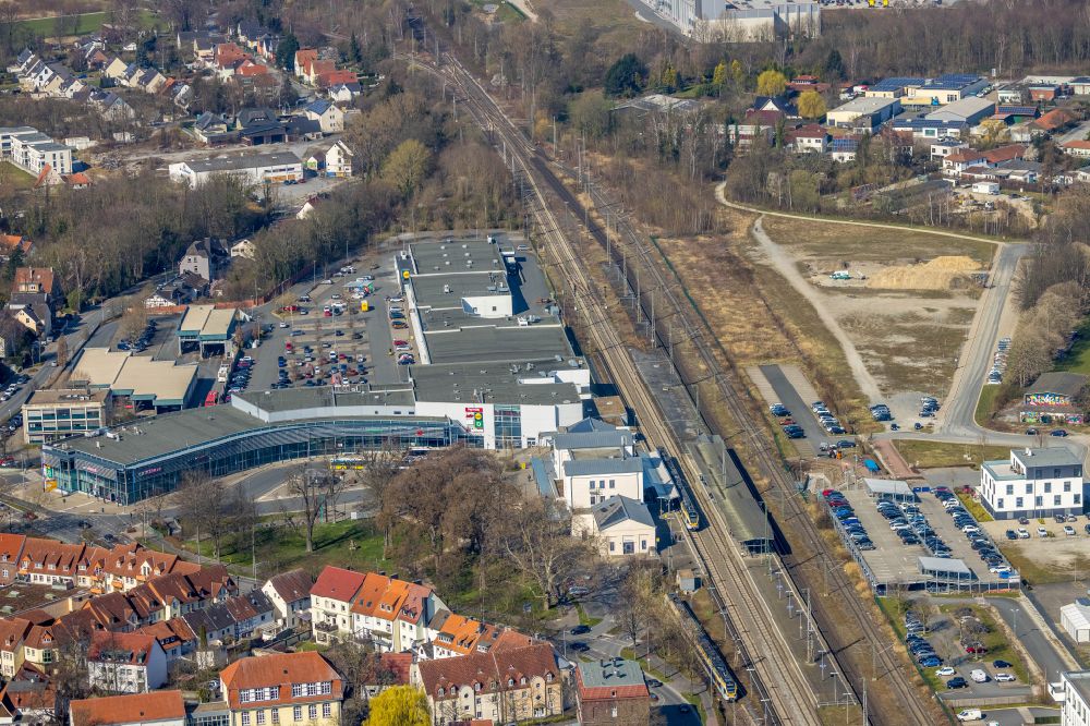 Luftbild Soest - Hauptbahnhof der Deutschen Bahn in Soest im Bundesland Nordrhein-Westfalen, Deutschland
