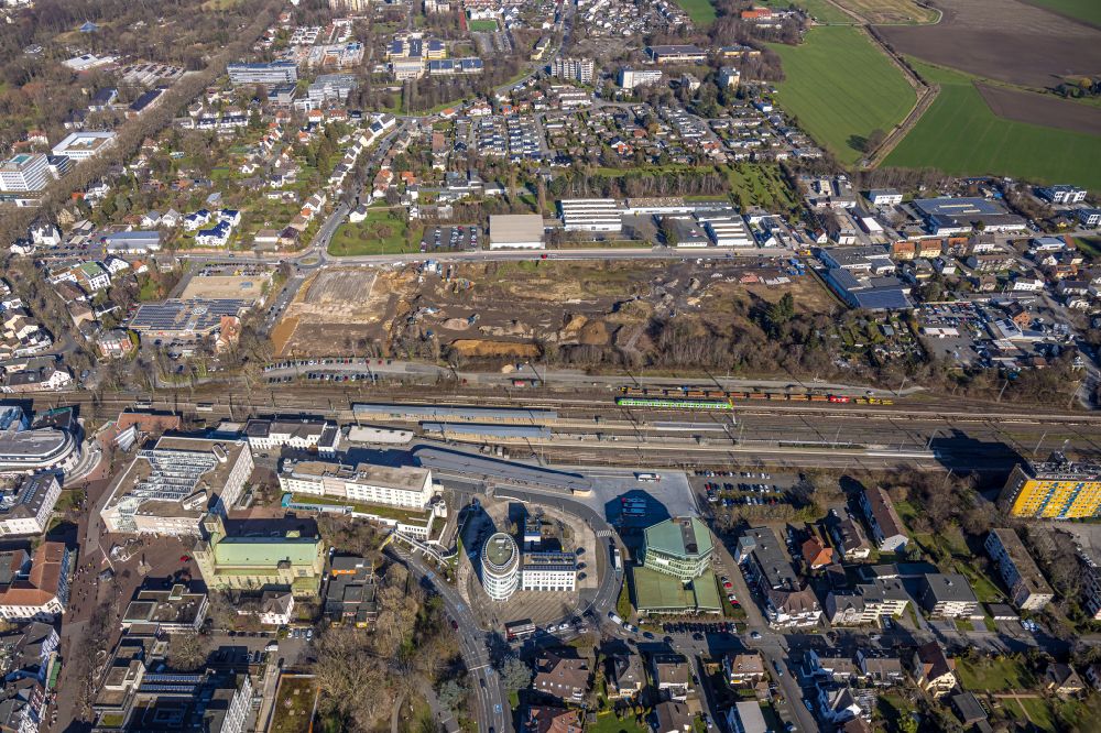 Luftaufnahme Unna - Hauptbahnhof der Deutschen Bahn in Unna im Bundesland Nordrhein-Westfalen, Deutschland