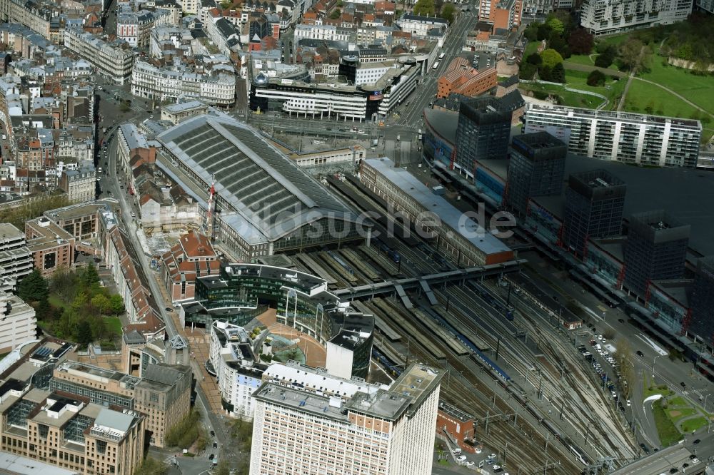 Luftaufnahme Lille - Hauptbahnhof Gare de Lille Flandres in Lille in Nord-Pas-de-Calais Picardie, Frankreich