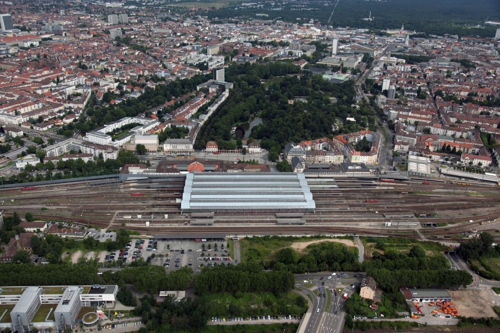Luftbild Karlsruhe - Hauptbahnhof von Karlsruhe im Bundesland Baden-Württemberg