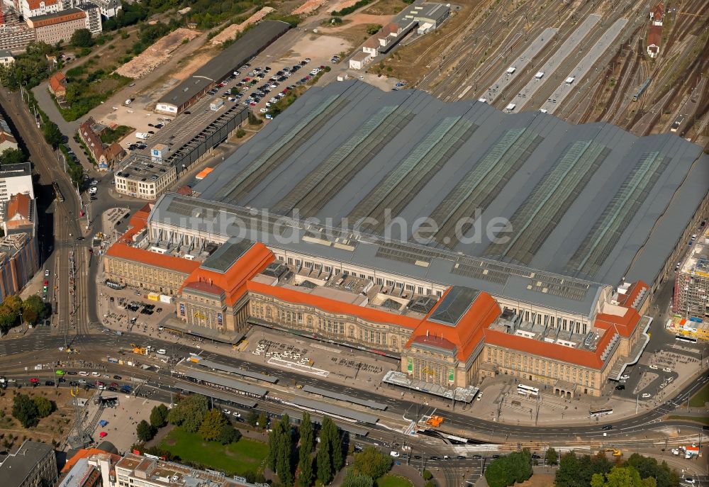 Leipzig aus der Vogelperspektive: Hauptbahnhof in Leipzig im Bundesland Sachsen