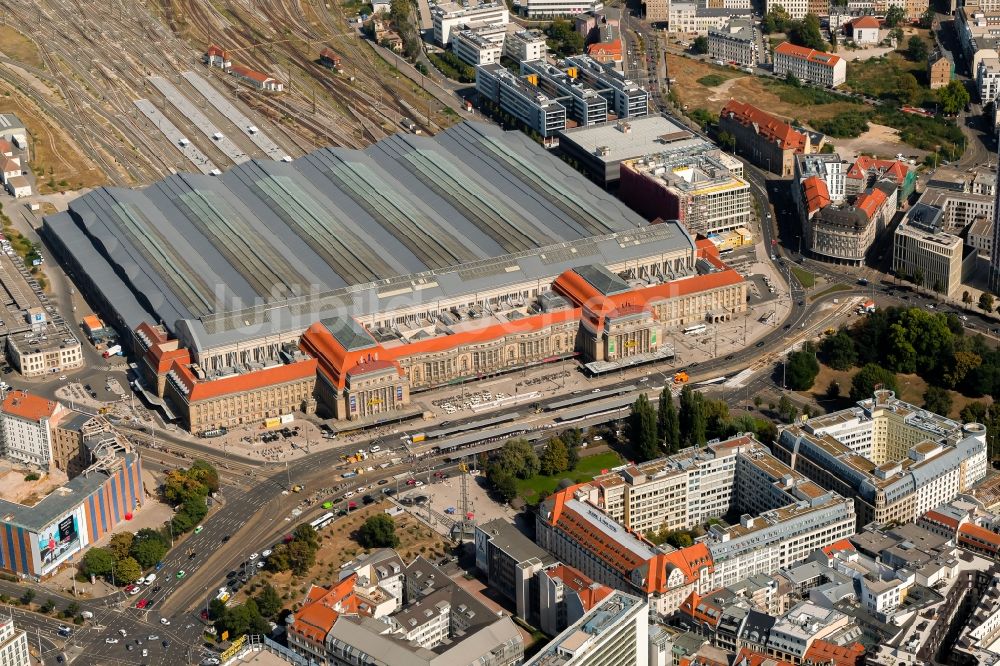 Luftaufnahme Leipzig - Hauptbahnhof in Leipzig im Bundesland Sachsen