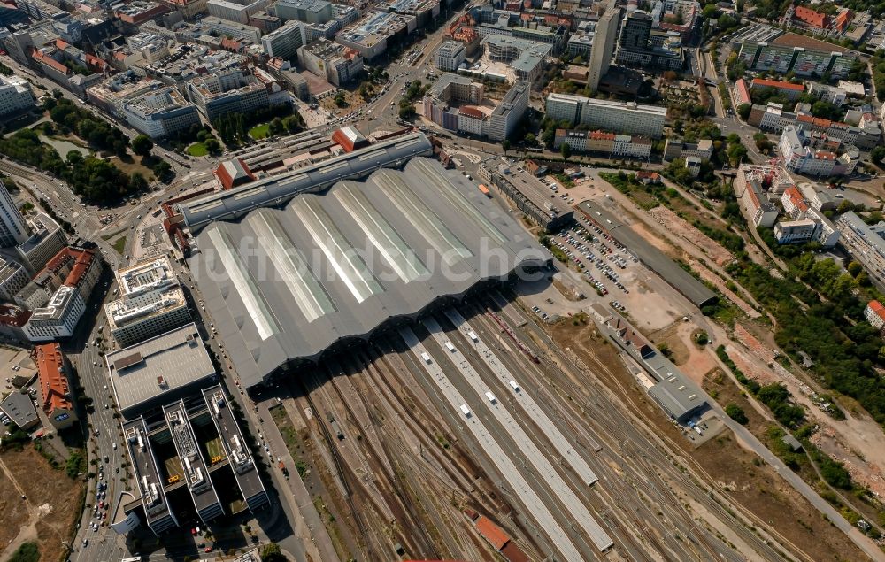 Leipzig von oben - Hauptbahnhof in Leipzig im Bundesland Sachsen