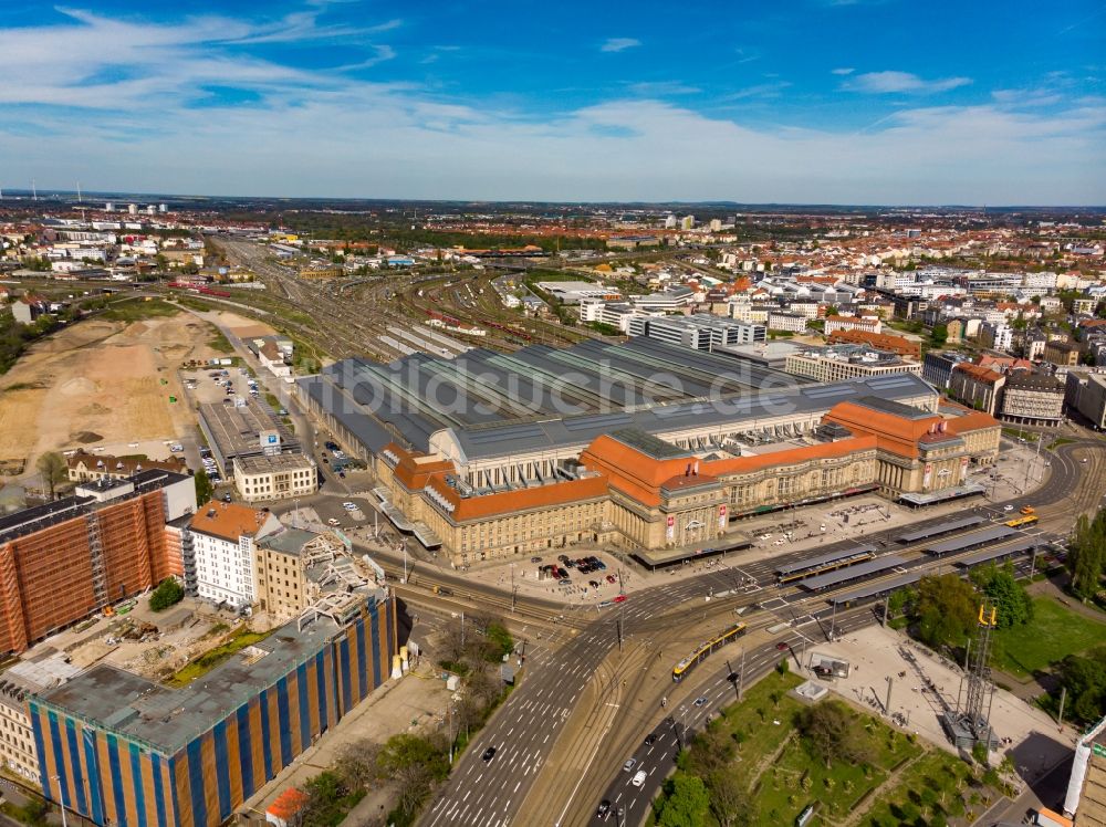 Luftaufnahme Leipzig - Hauptbahnhof in Leipzig im Bundesland Sachsen, Deutschland