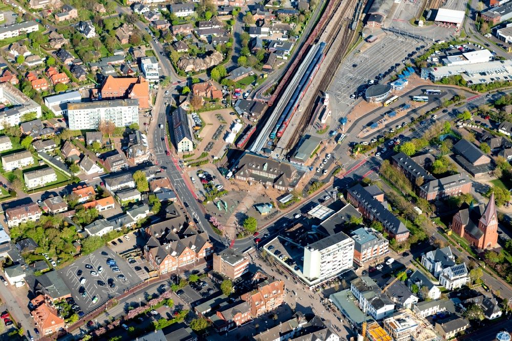 Luftbild Westerland - Hauptbahnhof im Ortsteil Westerland auf Sylt im Bundesland Schleswig-Holstein, Deutschland