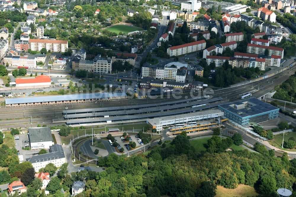 Plauen aus der Vogelperspektive: Hauptbahnhof in Plauen im Bundesland Sachsen