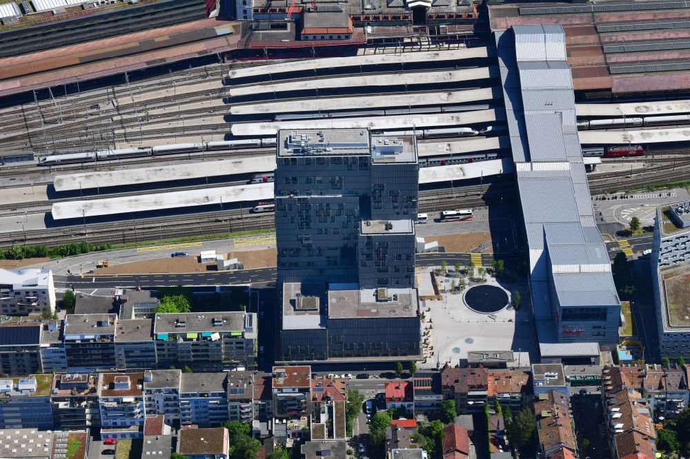 Luftaufnahme Basel - Hauptbahnhof der SBB in Basel, Schweiz