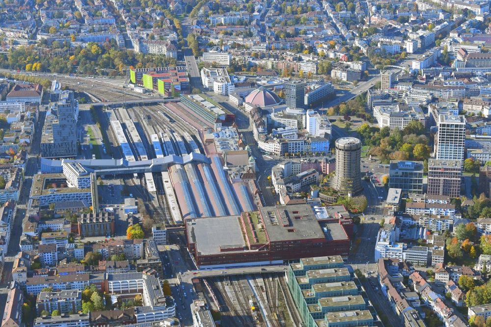 Luftbild Basel - Hauptbahnhof der SBB in Basel, Schweiz
