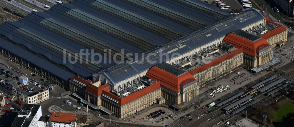 Leipzig aus der Vogelperspektive: Hauptbahnhof im Zentrum in Leipzig im Bundesland Sachsen