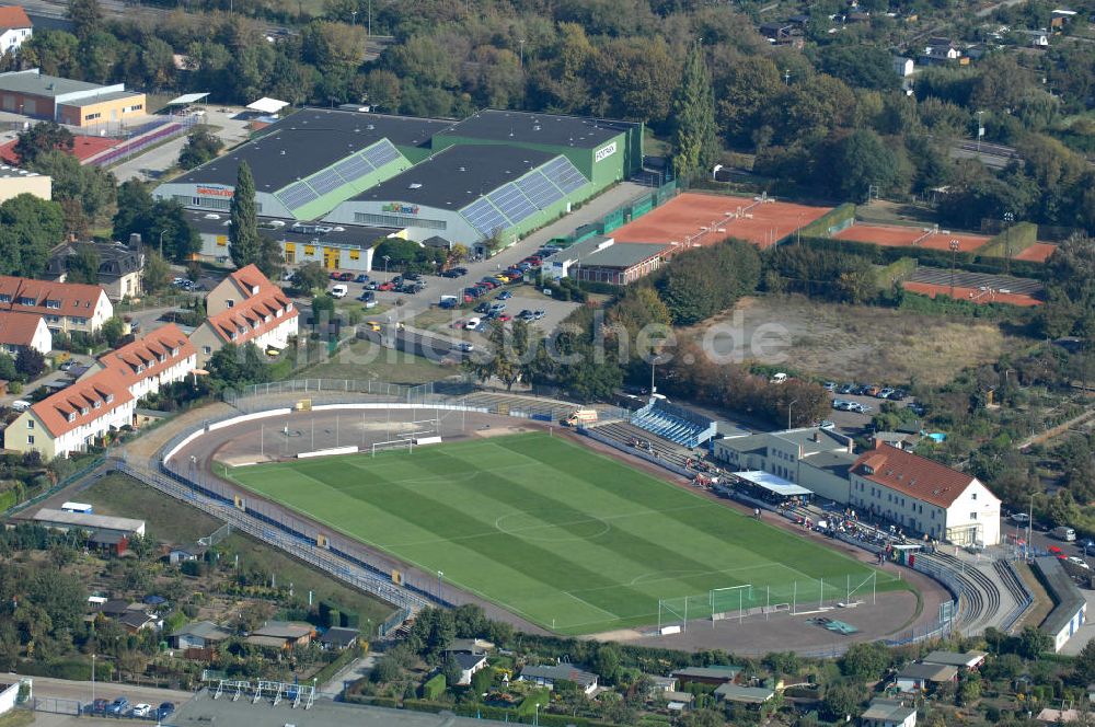 Luftbild Magdeburg - Heinrich-Germer-Stadion in Magdeburg-Sudenburg