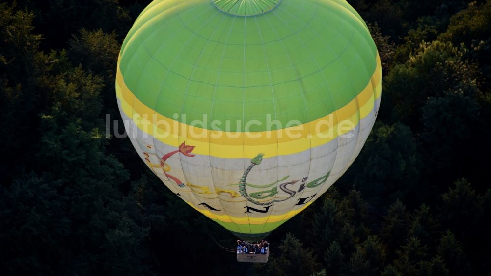 Luftaufnahme Hoholz - Heißluftballon in Fahrt über dem Luftraum in Hoholz im Bundesland Nordrhein-Westfalen, Deutschland
