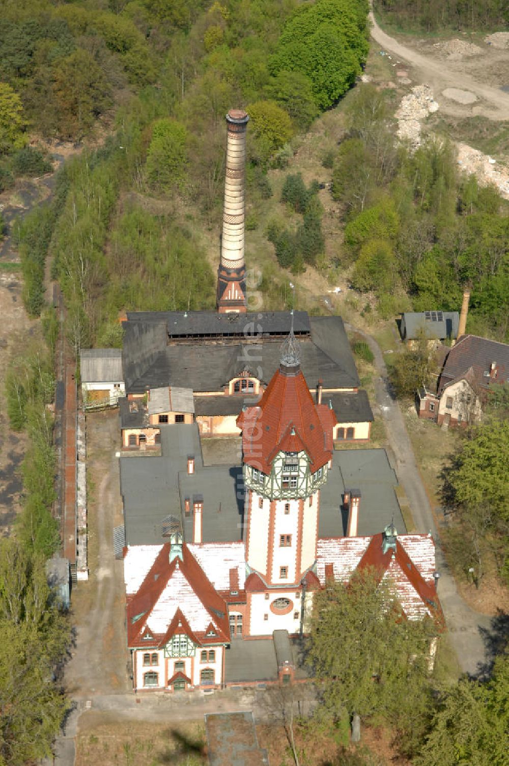 Beelitz aus der Vogelperspektive: Heizhaus mit Wasserturm Beelitz-Heilstätten