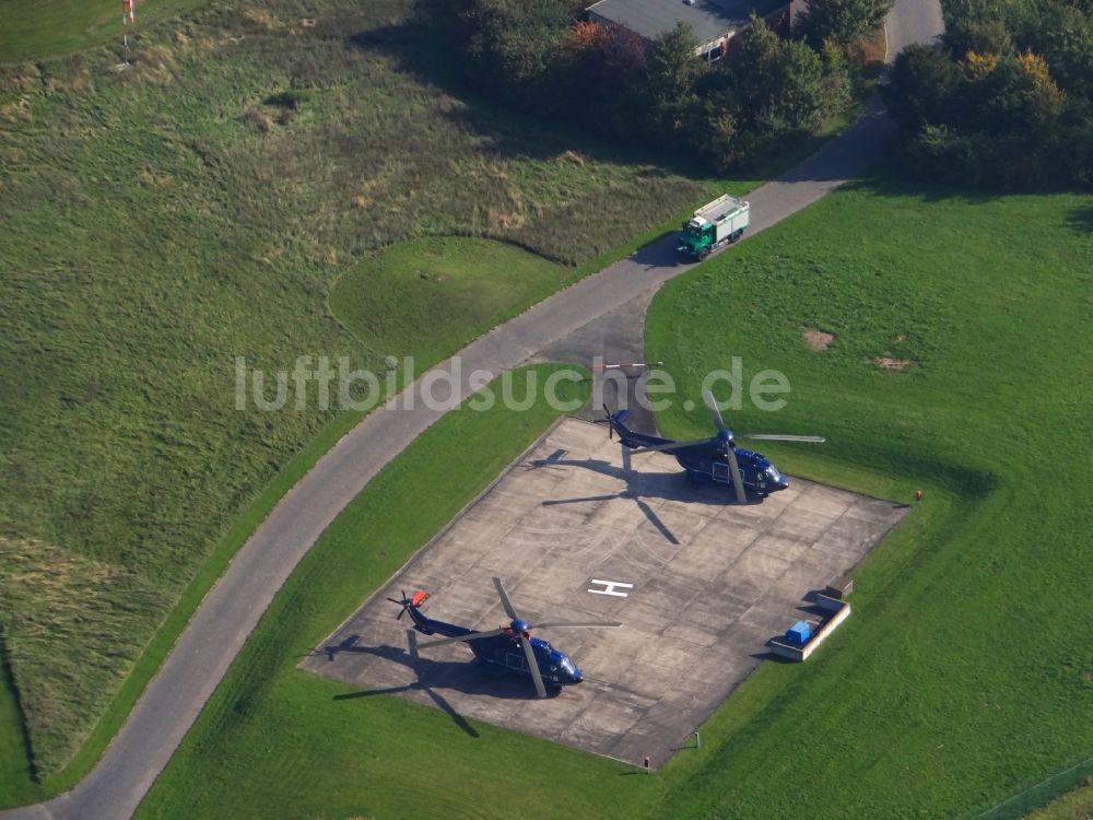 Duderstadt von oben - Helikopter - Hubschrauber Super Puma der Bundespolizei in Duderstadt im Bundesland Niedersachsen