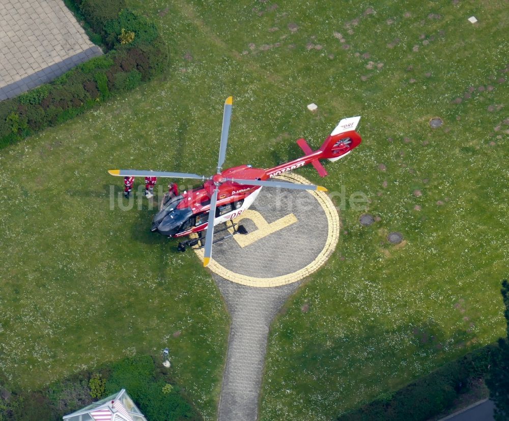 Göttingen aus der Vogelperspektive: Helikopter- Landeplatz in Göttingen im Bundesland Niedersachsen, Deutschland