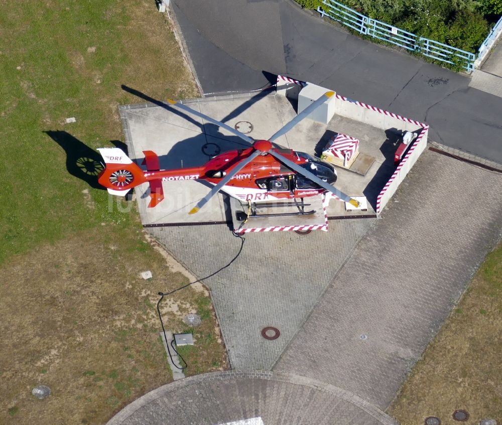 Göttingen aus der Vogelperspektive: Helikopter- Landeplatz in Göttingen im Bundesland Niedersachsen, Deutschland