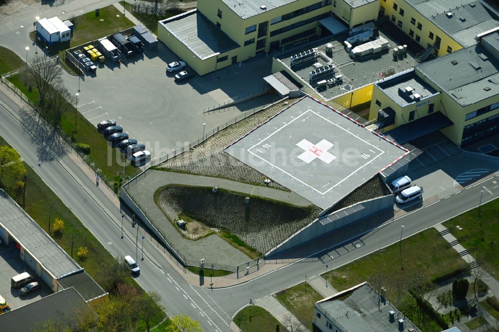 Schwedt/Oder aus der Vogelperspektive: Helikopter- Landeplatz in Schwedt/Oder im Bundesland Brandenburg, Deutschland