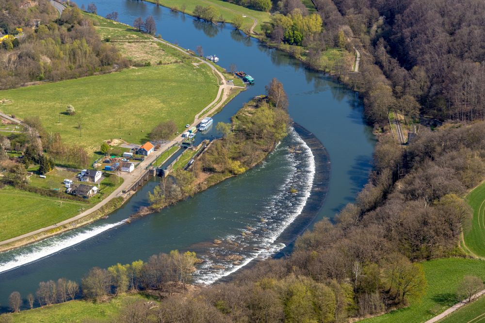 Luftaufnahme Witten - Herbeder Schleuse am Fluß Ruhr in Witten im Bundesland Nordrhein-Westfalen