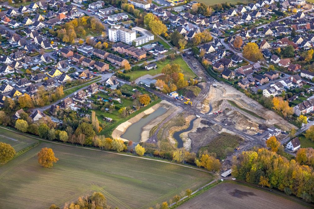 Luftbild Hamm - Herbstluftbild Baustelle mit Erschließungs - und Aufschüttungs- Arbeiten in Hamm im Bundesland Nordrhein-Westfalen, Deutschland