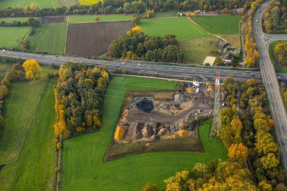 Luftbild Gladbeck - Herbstluftbild Baustelle zum Neubau am Autobahn- Streckenverlauf der BAB A31 zur Erneuerung der Fahrbahn in Gladbeck im Bundesland Nordrhein-Westfalen, Deutschland