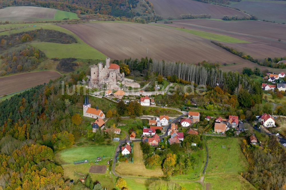 Luftaufnahme Bornhagen - Herbstluftbild Burg Hanstein in Bornhagen im Bundesland Thüringen, Deutschland