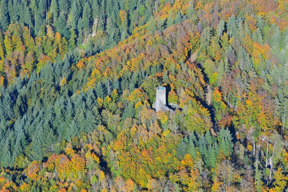 Wehr von oben - Herbstluftbild Burgruine Bärenfels in Wehr im Bundesland Baden-Württemberg