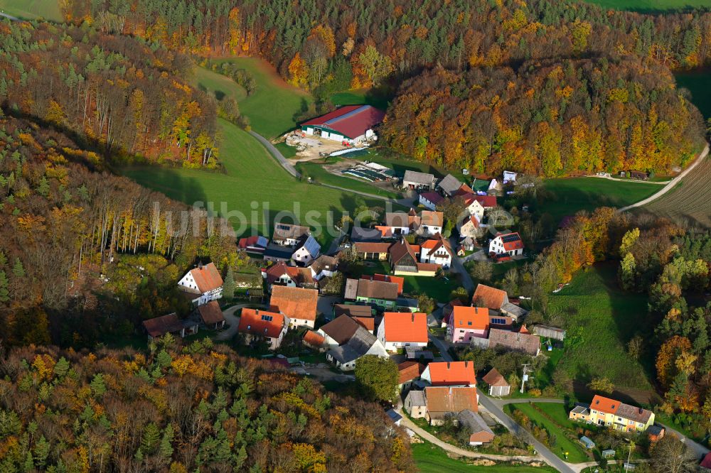 Luftaufnahme Grünreuth - Herbstluftbild Dorf - Ansicht am Rande von Waldgebieten in Grünreuth im Bundesland Bayern, Deutschland