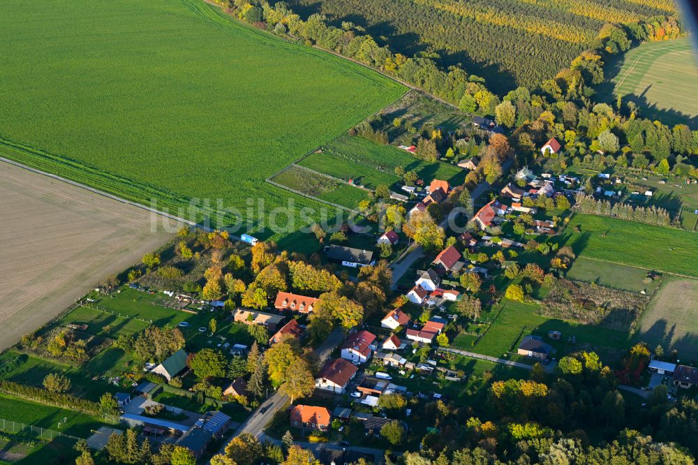 Goldenitz von oben - Herbstluftbild Dorfansicht in Goldenitz im Bundesland Mecklenburg-Vorpommern, Deutschland