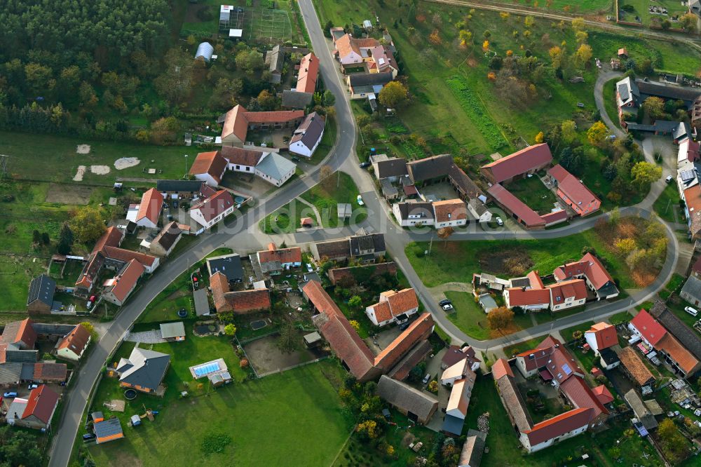 Luftaufnahme Großkorga - Herbstluftbild Dorfansicht in Großkorga im Bundesland Sachsen-Anhalt, Deutschland