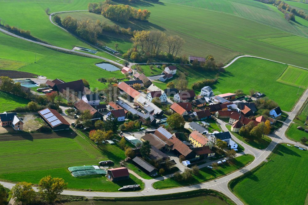 Pamsendorf von oben - Herbstluftbild Dorfansicht in Pamsendorf im Bundesland Bayern, Deutschland