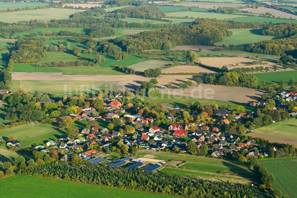 Kasseburg von oben - Herbstluftbild Dorfkern am Feldrand in Kasseburg im Bundesland Schleswig-Holstein, Deutschland
