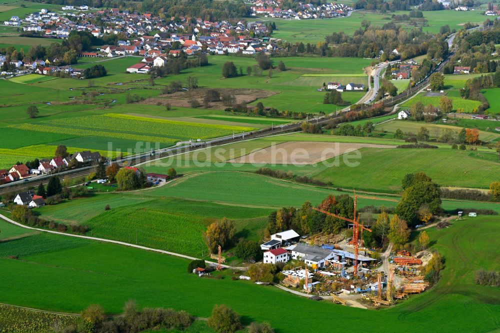 Luftaufnahme Ilmmünster - Herbstluftbild Firmengelände der Baukrane Steinberger in Ilmmünster im Bundesland Bayern, Deutschland