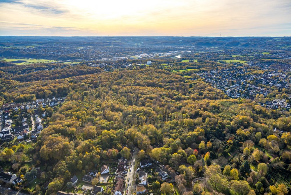 Luftaufnahme Bochum - Herbstluftbild Forstgebiete in einem Waldgebiet Weitmarer Holz in Bochum im Bundesland Nordrhein-Westfalen, Deutschland