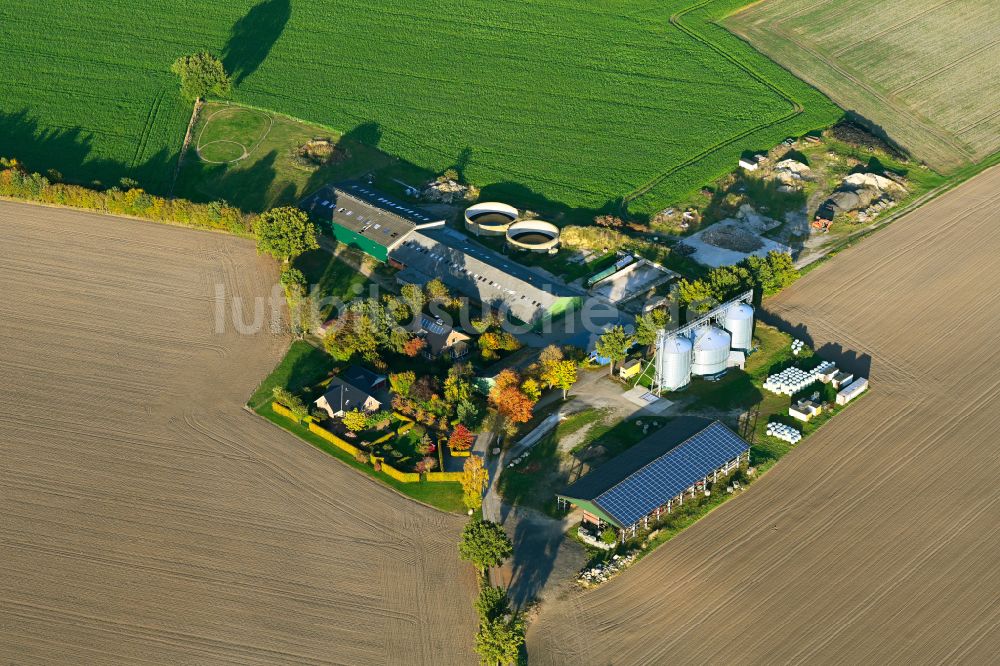 Kasseburg von oben - Herbstluftbild Gehöft und Bauernhof an der Straße Flachslande in Kasseburg im Bundesland Schleswig-Holstein, Deutschland