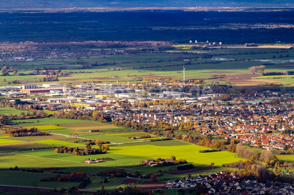Luftbild Herbolzheim - Herbstluftbild Gewerbegebiet an der BAB A5 in Herbolzheim im Bundesland Baden-Württemberg, Deutschland