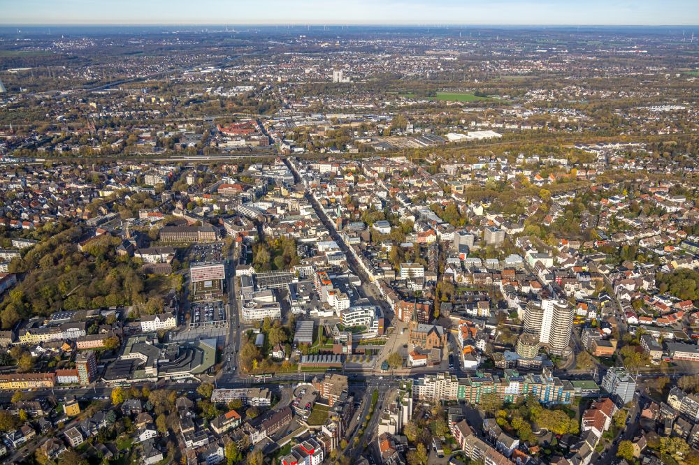 Luftbild Herne - Herbstluftbild Innenstadt in Herne im Bundesland Nordrhein-Westfalen, Deutschland