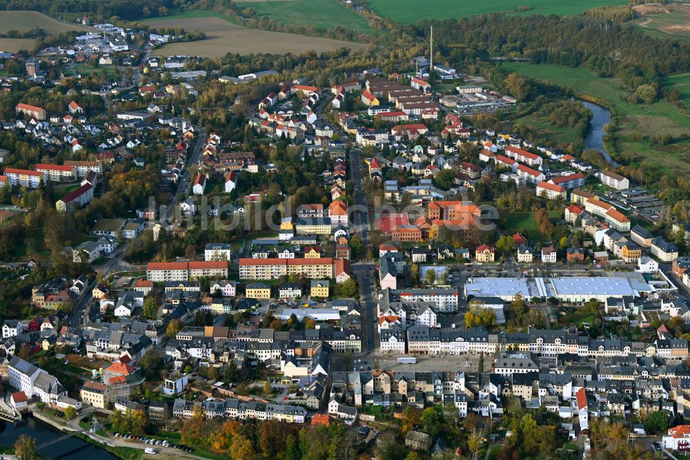 Rochlitz von oben - Herbstluftbild Ortsansicht in Rochlitz im Bundesland Sachsen, Deutschland